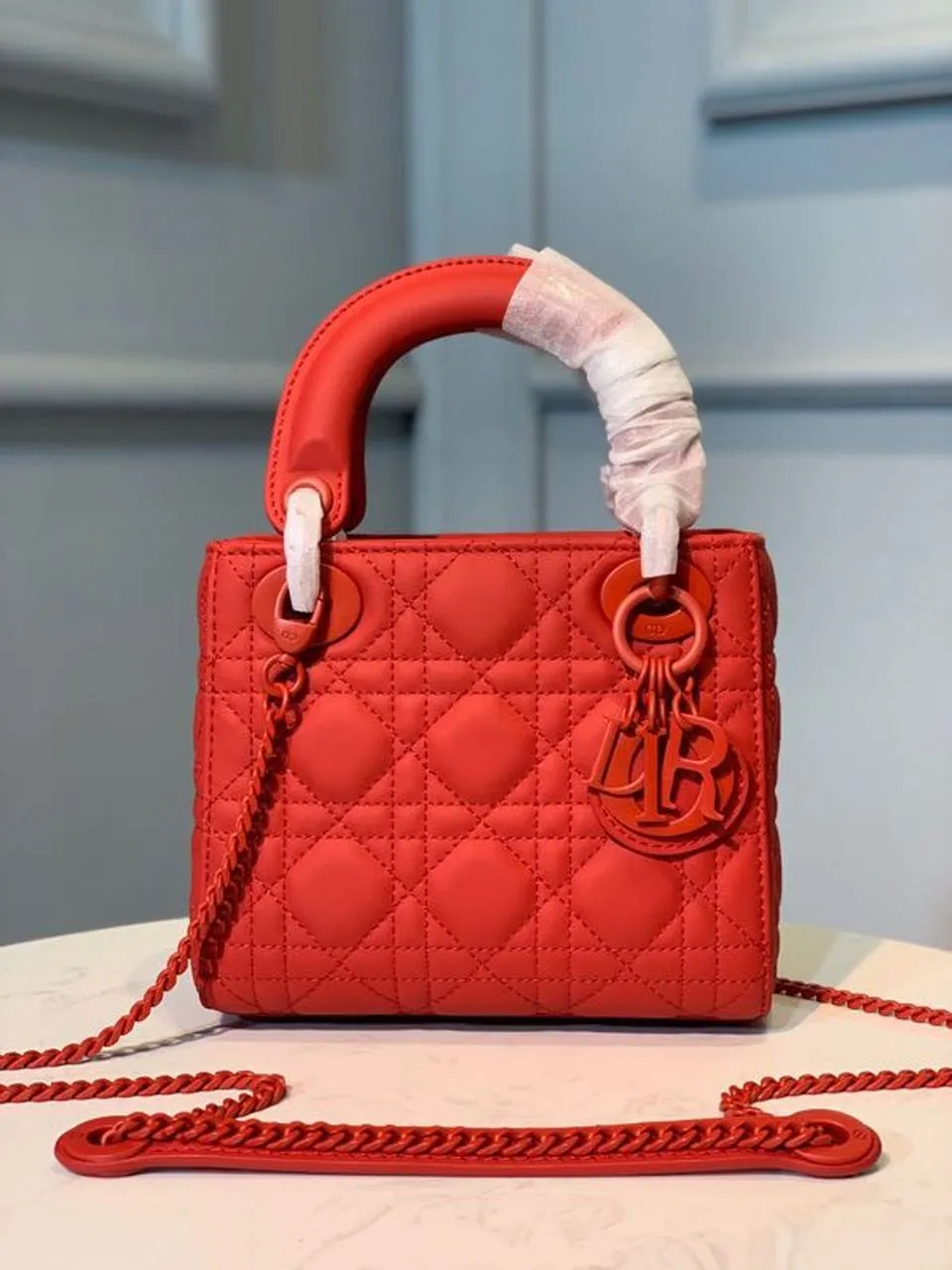 DI Mini Lady Bag with Chain Matte Hardware Spring/Summer Collection, Red , For Women Women’s Handbags, 18cm CD