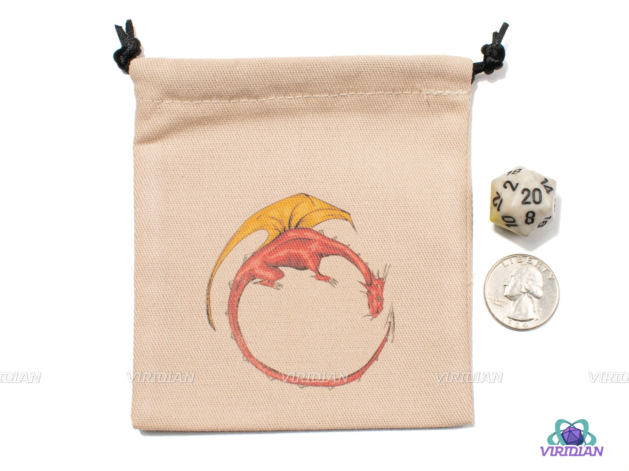 Dragon | Beige Cotton Dice Bag | Q Workshop