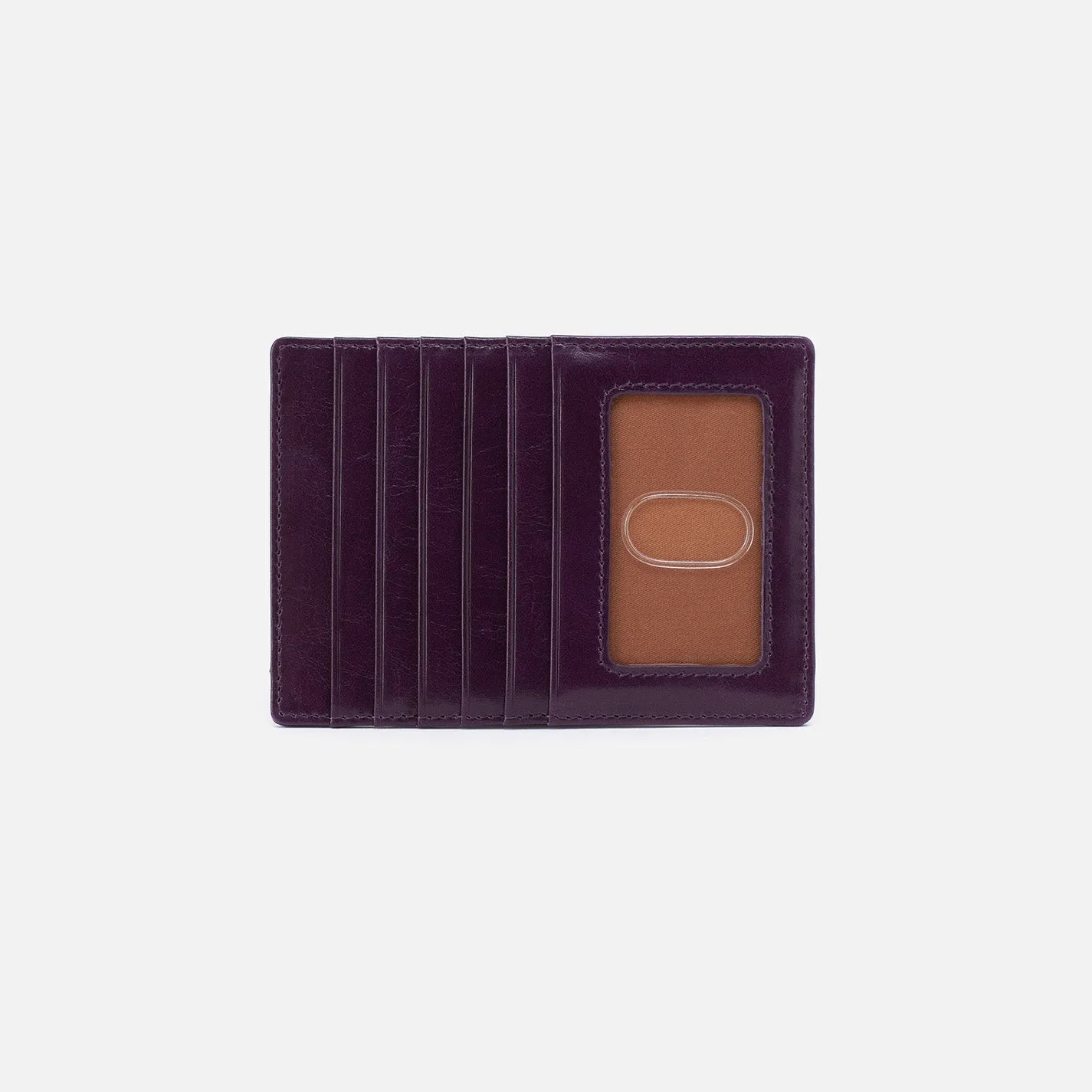 Euro Slide Card Case in Polished Leather - Deep Purple