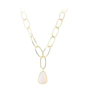 Fairley Free-Form Mother of Pearl Link Necklace - Gold