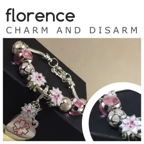 Florence Pink Flower 'Pandora Style' Medical Alert Bracelet - Handmade to Order