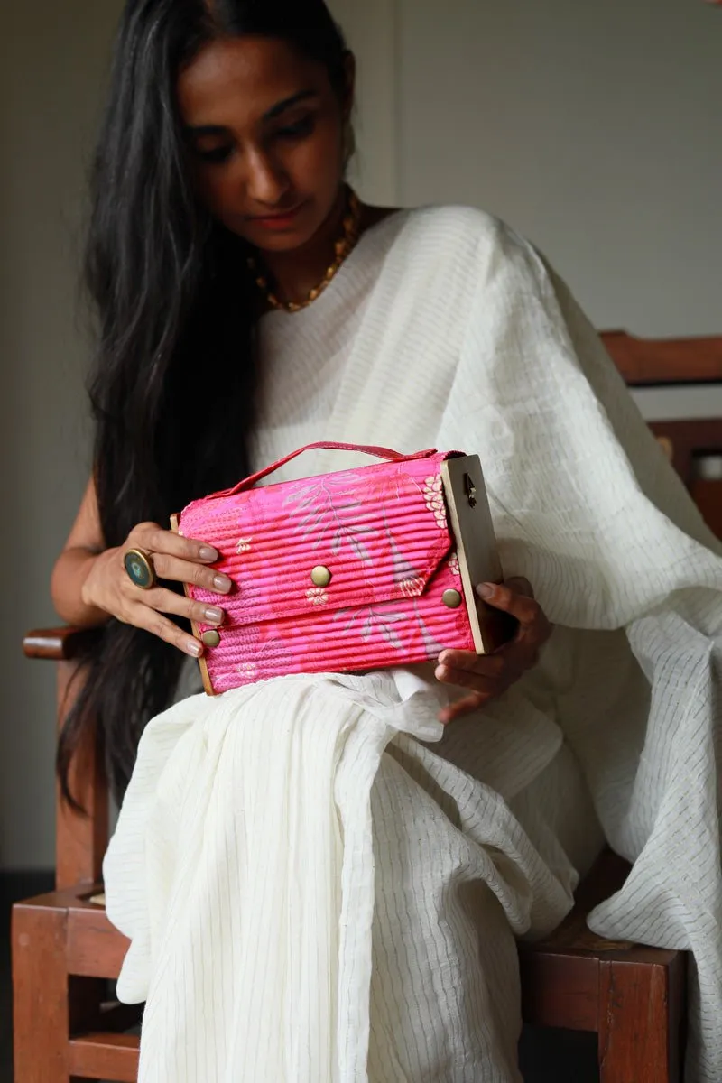 Gift For Her- Upcycled Fabric & Brass Box Pink Clutch Gift Box