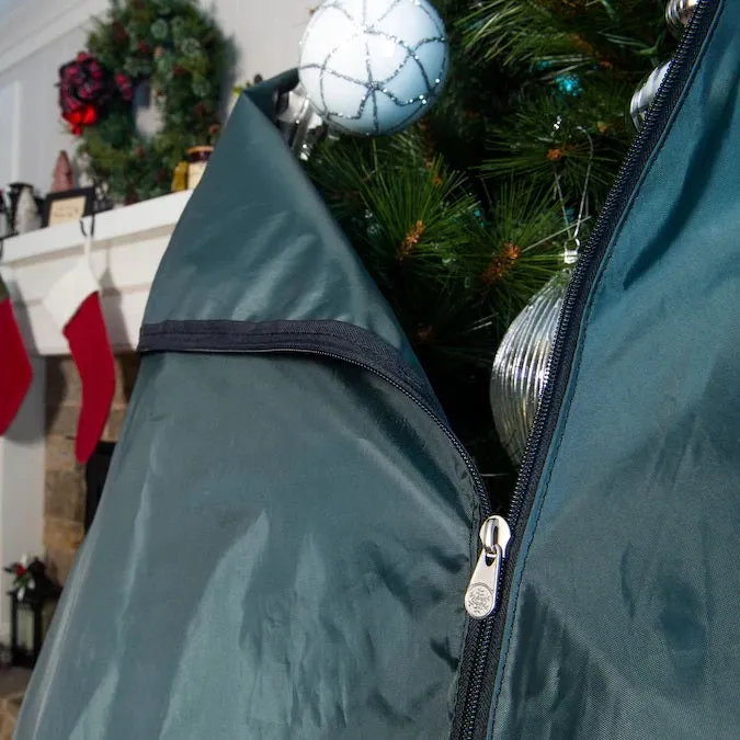 Green Collapsible Rolling Upright Christmas Tree Storage Bag With Rolling Tree Stand