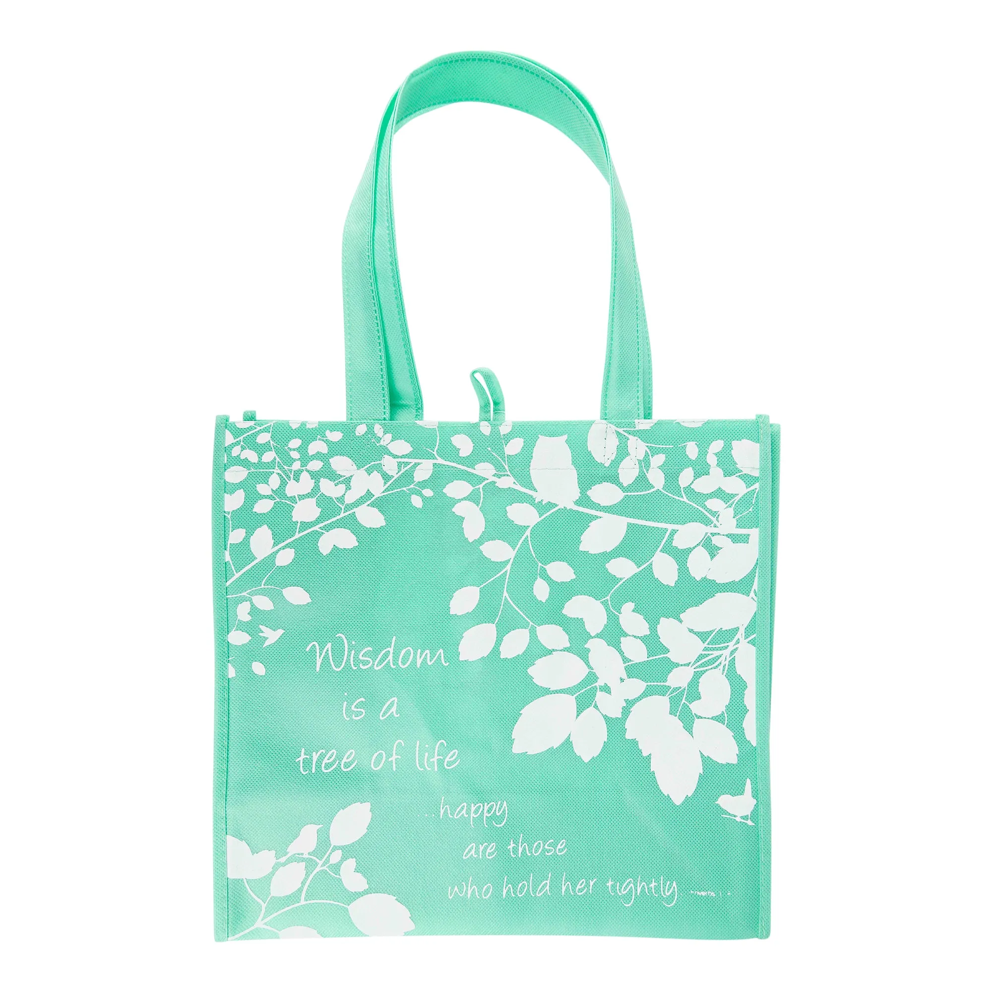 Green Eco Tote Bag - Proverbs 3:18 "Wisdom A Tree of Life"