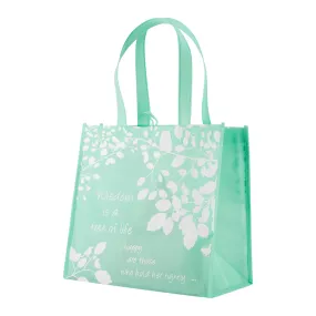 Green Eco Tote Bag - Proverbs 3:18 "Wisdom A Tree of Life"