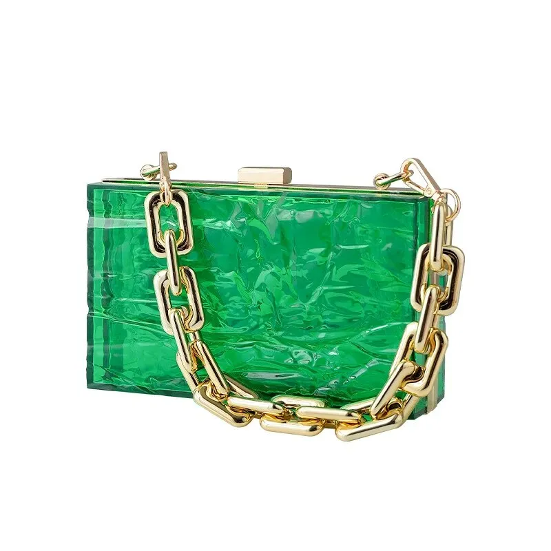 Green Pink Transparent Bag Acrylic Clutch Purse Party Bags For Women