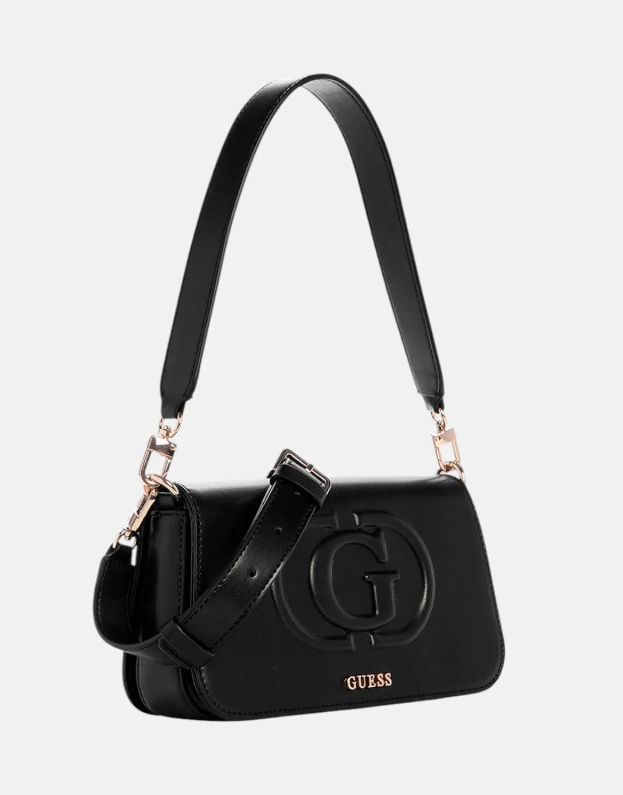 Guess Eco Mietta Black Flap Shoulder Bag