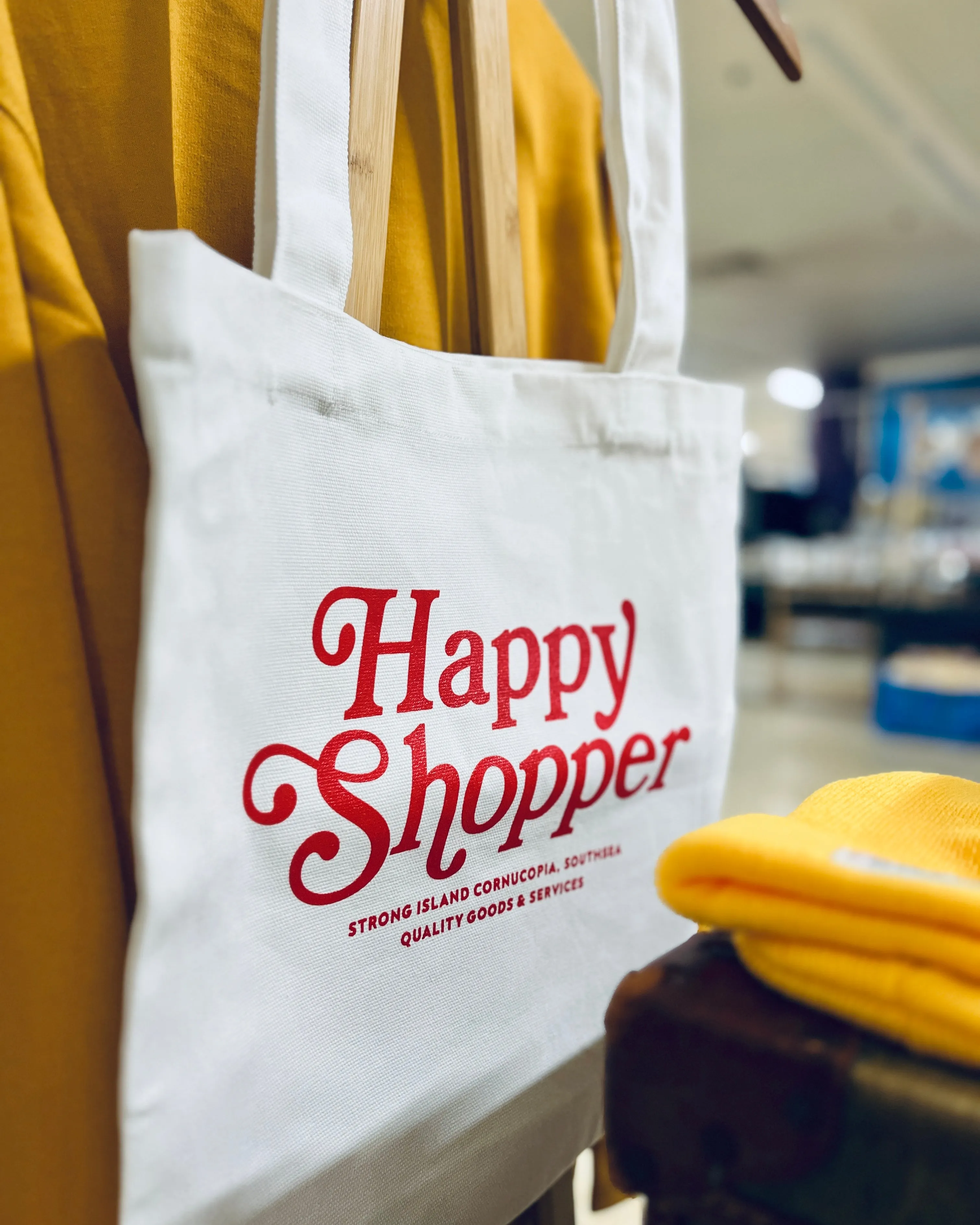 Happy Shopper // Tote Bag - White/Natural