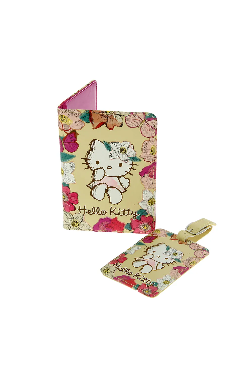 Hello Kitty Passport Holder & Luggage Tag Set Travel Gifts (Vintage Style)