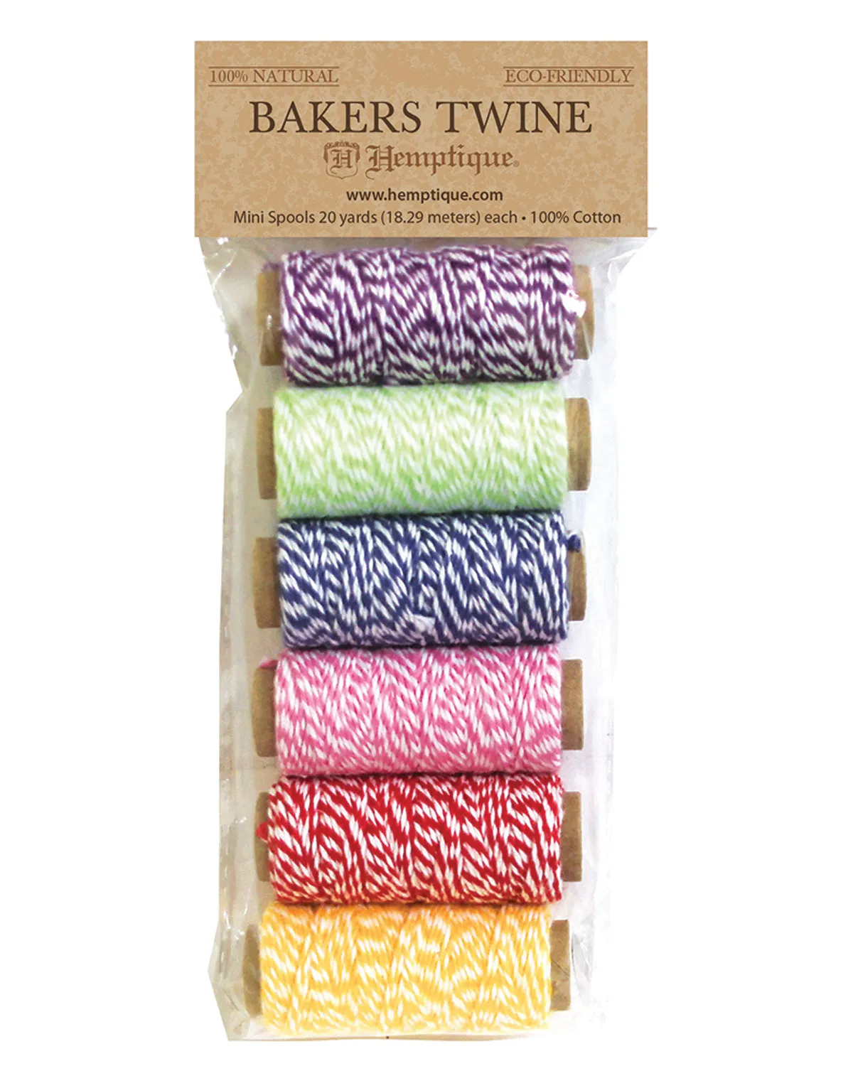 Hemptique Cotton Bakers Twine 2 Ply 6 Mini Spool Bag Set