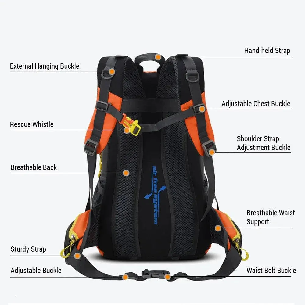 Hiking Backpack 40L Waterproof Outdoor Travel Daypack Multi Pocket Camping Backpack Equipped with thick Breathable Sponge Pads