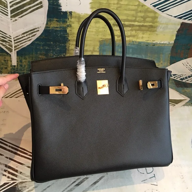 HM Birkin Black For Women Gold Toned Hardware 13.8in/35cm