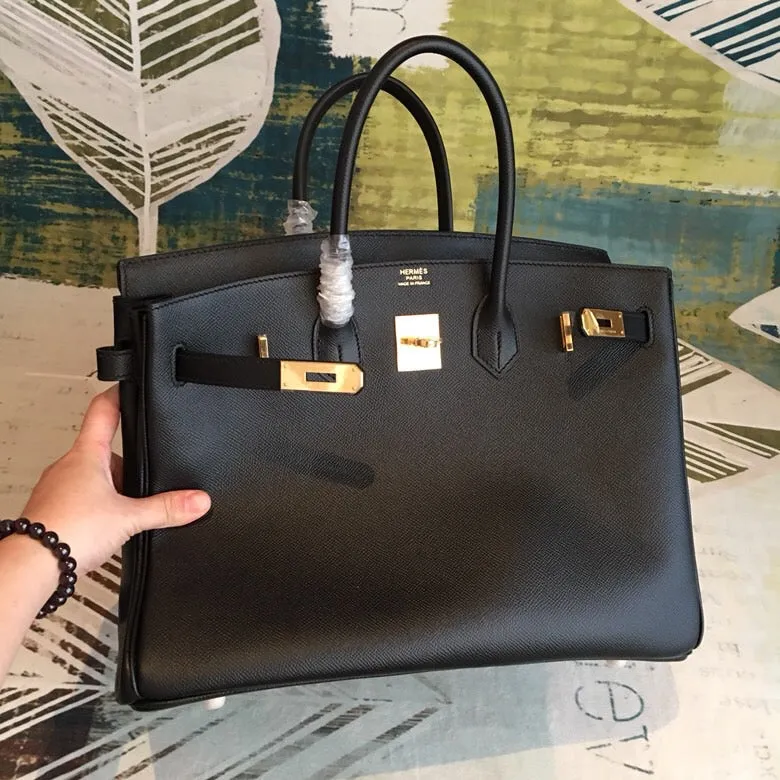 HM Birkin Black For Women Gold Toned Hardware 13.8in/35cm