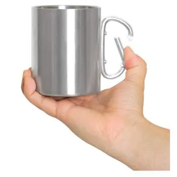 Insulated Stainless Steel Portable Camping Mug With Carabiner Handle – 15 oz