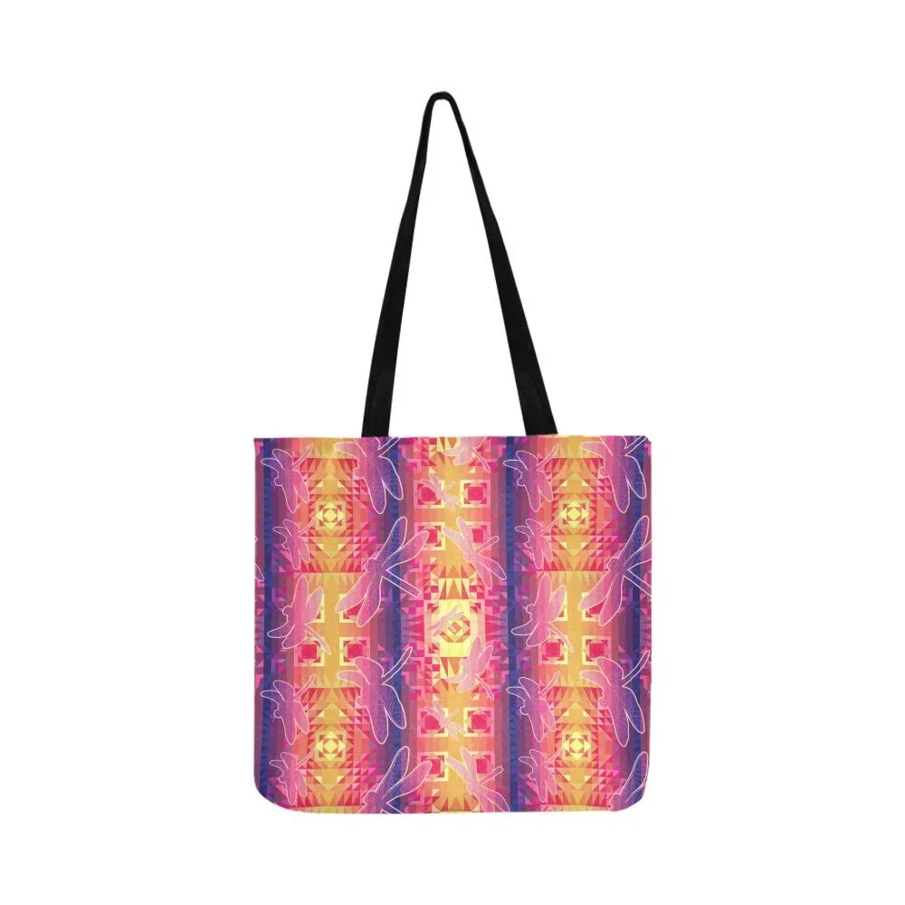 Kaleidoscope Dragonfly Reusable Shopping Bag (Two sides)