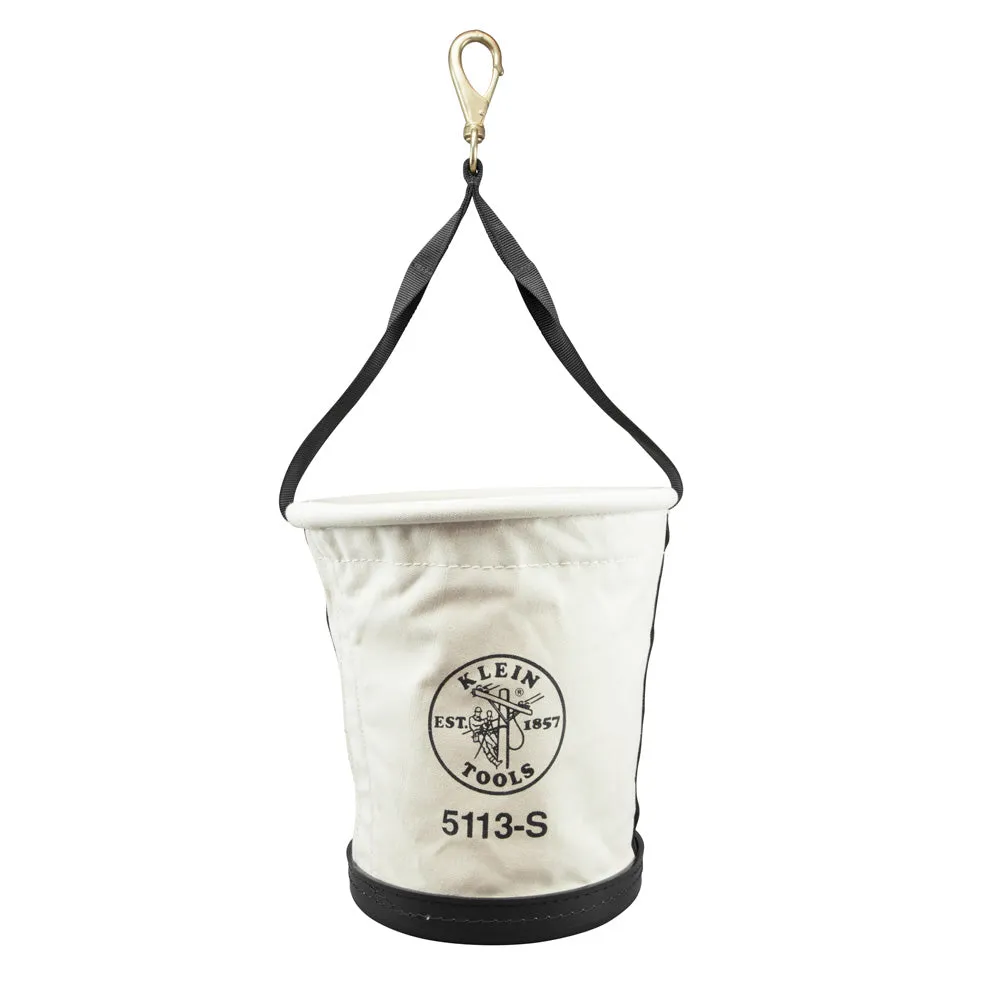 Klein Tools 5113S Tapered-Wall Bucket with Swivel Snap Hook, Canvas