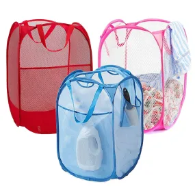 Kuber Industries Nylon 3 Piece Mesh Laundry Basket,30Ltr (Multi)-CTKTC21492