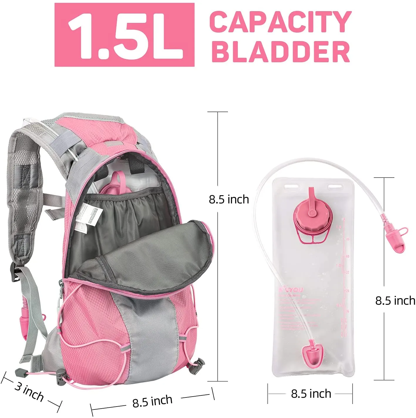 KUYOU Hydration Pack with 1.5L Hydration Bladder