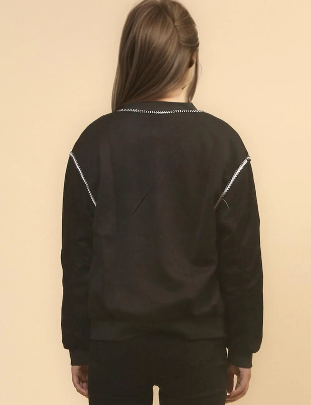 Ladies Color Block Zip Baseball Jacket SKT4716