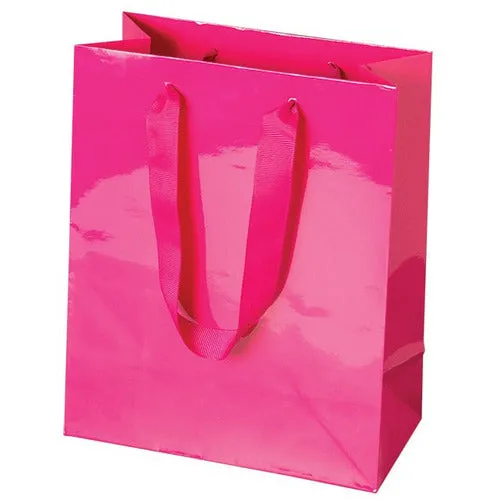 Laminated Manhattan Shopping Bags-Gloss-Pink- 8.0 x 4.0 x 10.0