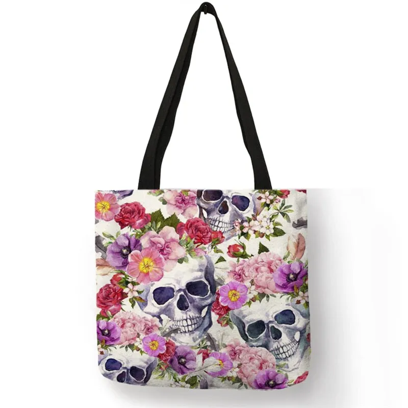 Large Capacity Canvas/Linen Shopping Bag with Unique Detailed Designs - Multipurpose