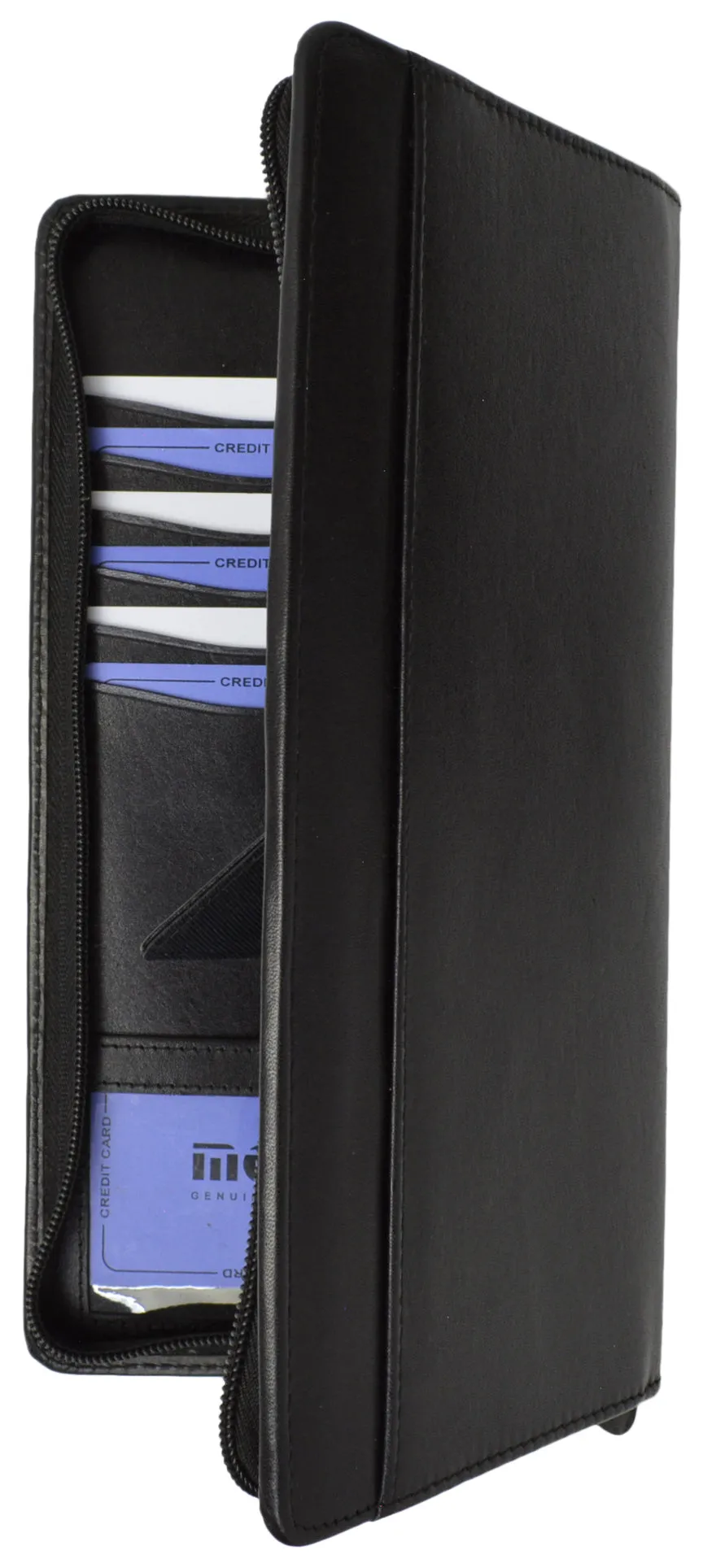 Leather Travel Wallet & Passport Holder holds 4 Passports Credit Cards ID Travel Document Holder