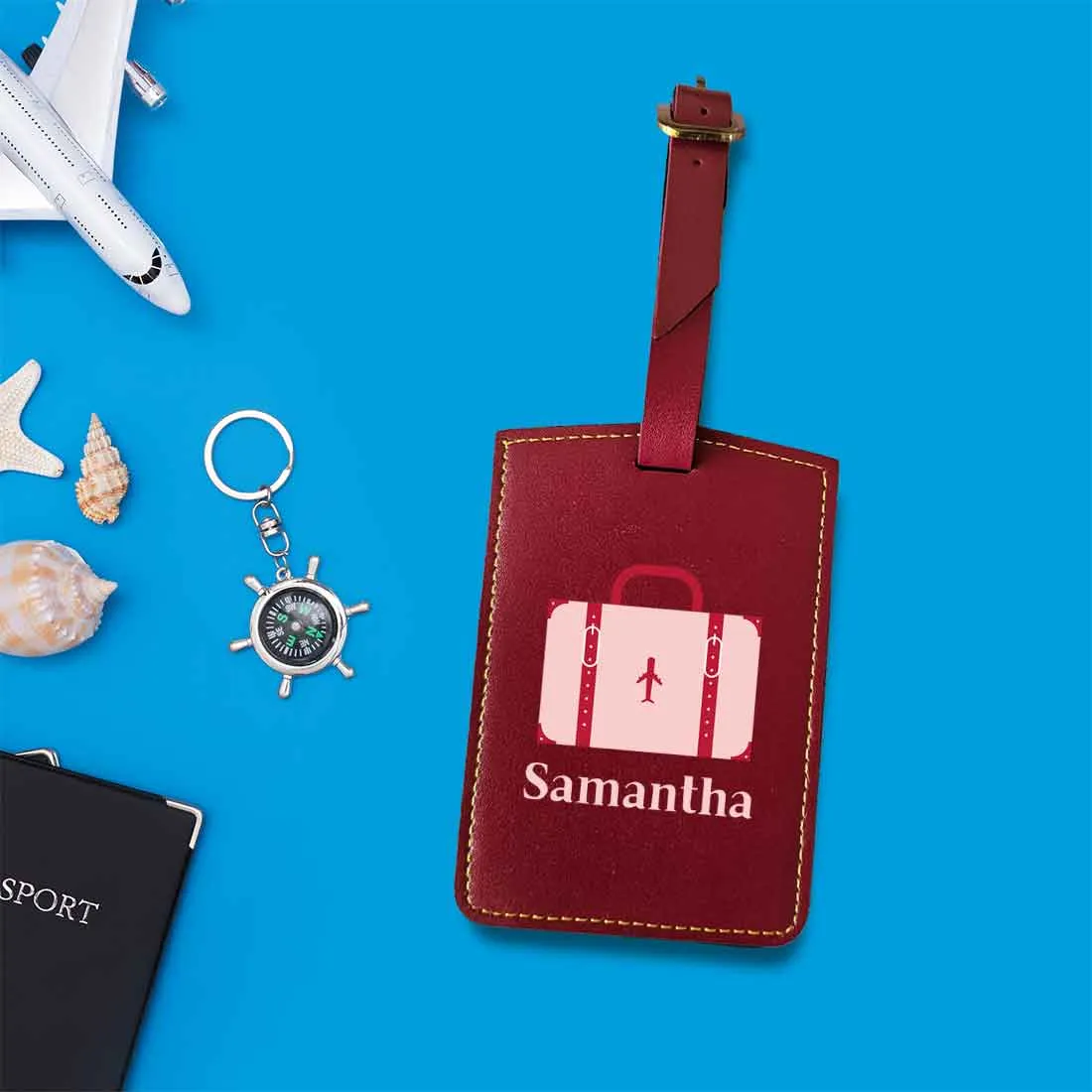 Luggage Tag with Name Custom Design PU Leather Bag Name Tags