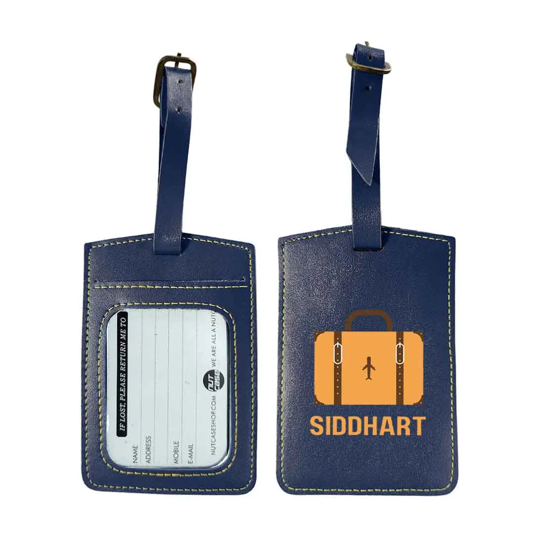 Luggage Tag with Name Custom Design PU Leather Bag Name Tags