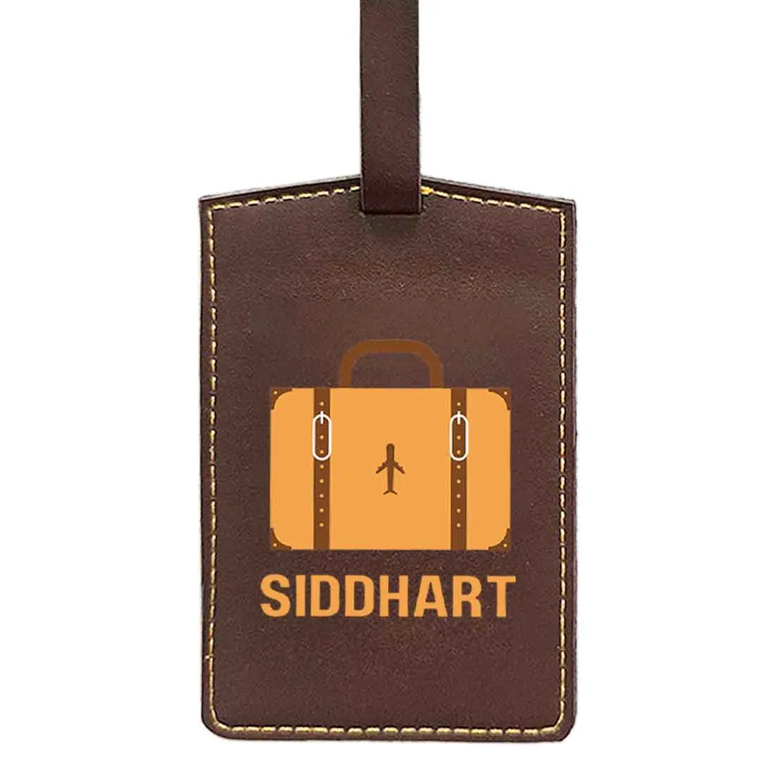 Luggage Tag with Name Custom Design PU Leather Bag Name Tags