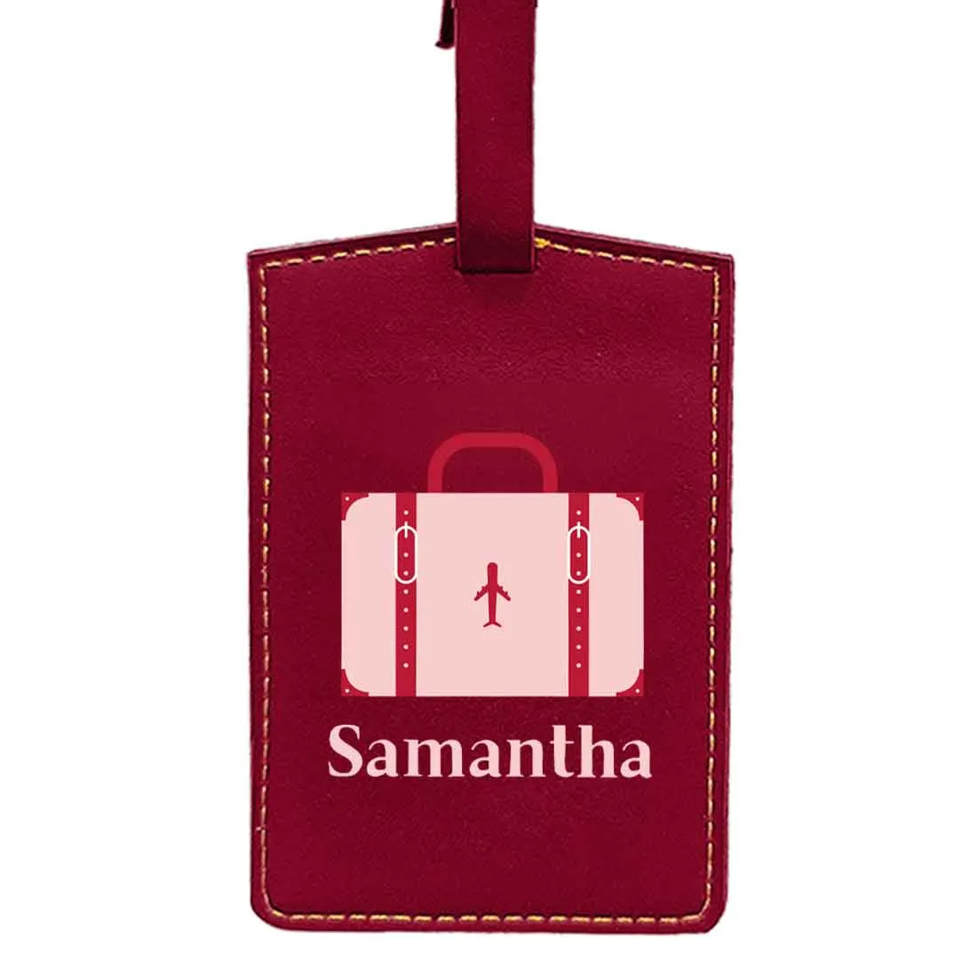 Luggage Tag with Name Custom Design PU Leather Bag Name Tags