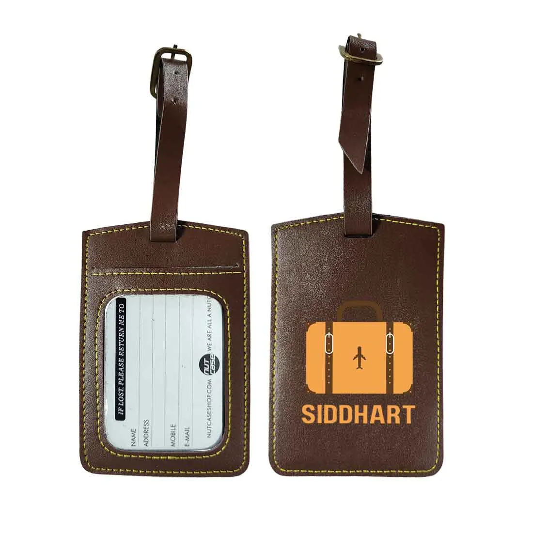 Luggage Tag with Name Custom Design PU Leather Bag Name Tags