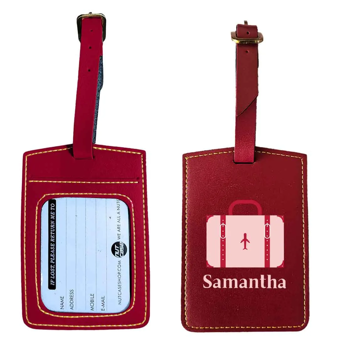 Luggage Tag with Name Custom Design PU Leather Bag Name Tags