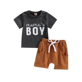 Mamas boy - Cute Boys Casual Set - Black