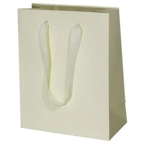 Manhattan Twill Handle Shopping Bags-Ivory - 10.0 x 5.0 x 13.0