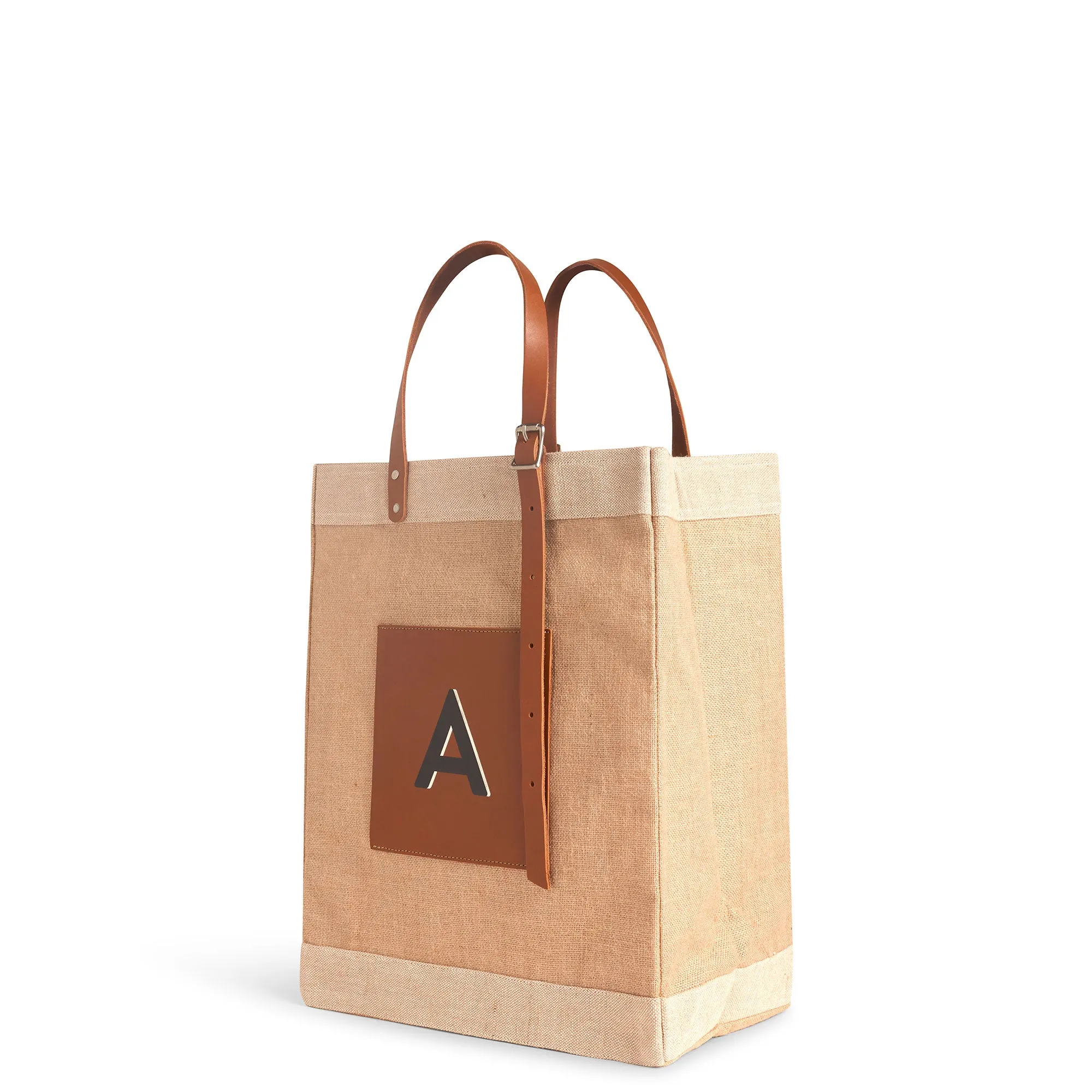 Market Bag in Natural with Adjustable Handle “Alphabet Collection”