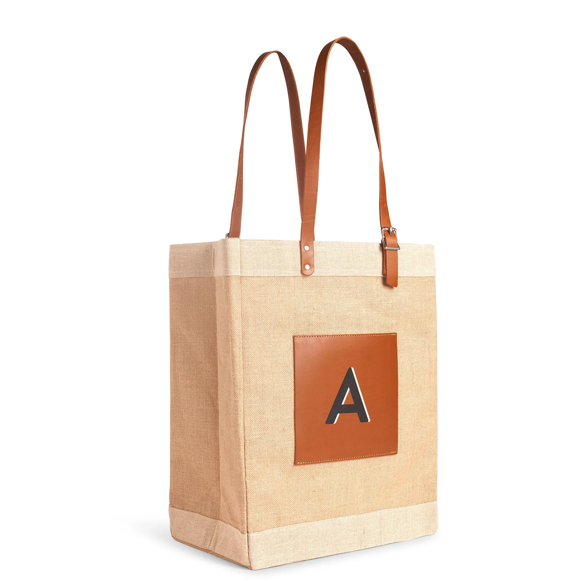 Market Bag in Natural with Adjustable Handle “Alphabet Collection”