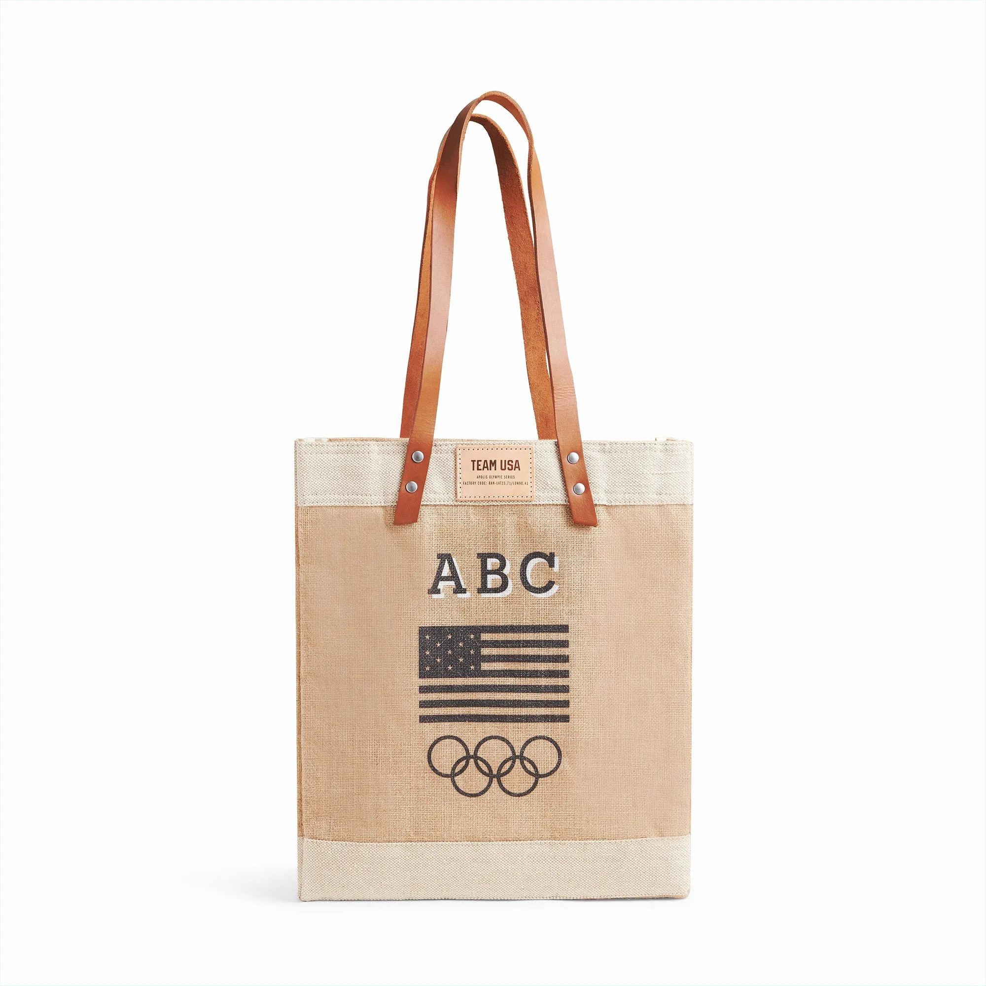 Market Tote in Natural for Team USA "Black and White"