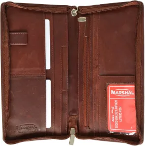 Marshal Top Grain Genuine Leather Travel Organizer Wallet Passport Holder