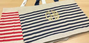 Monogram Striped Jumbo Jute Bag (Custom)