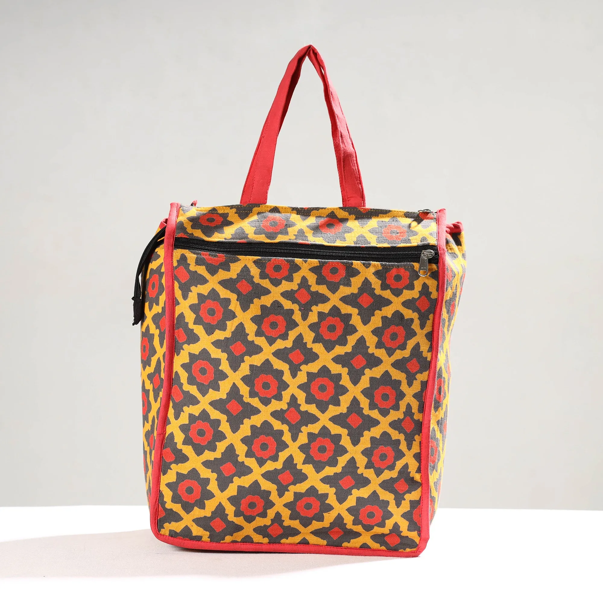 Multicolor - Handmade Jaipur Printed Cotton Shopping Bag