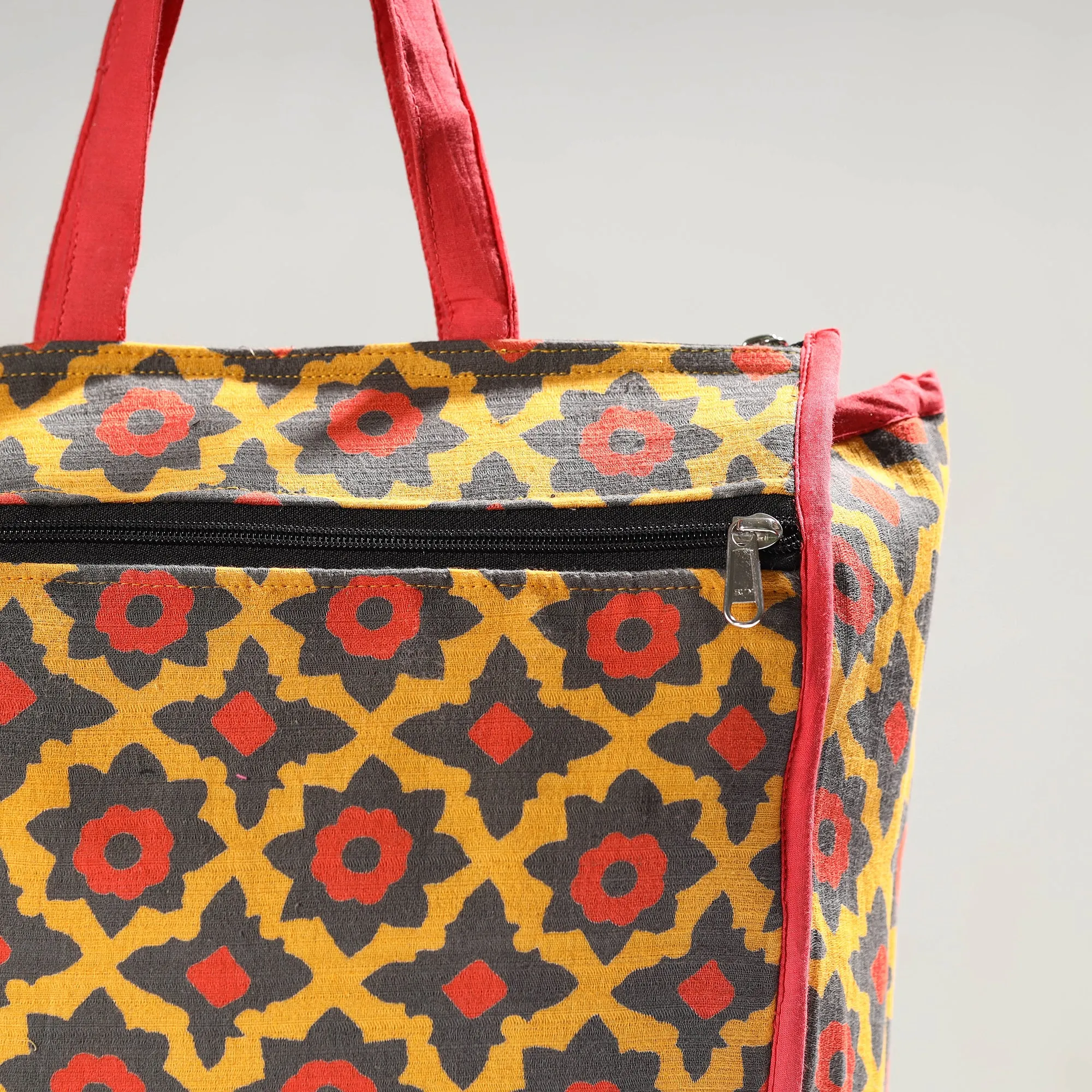 Multicolor - Handmade Jaipur Printed Cotton Shopping Bag