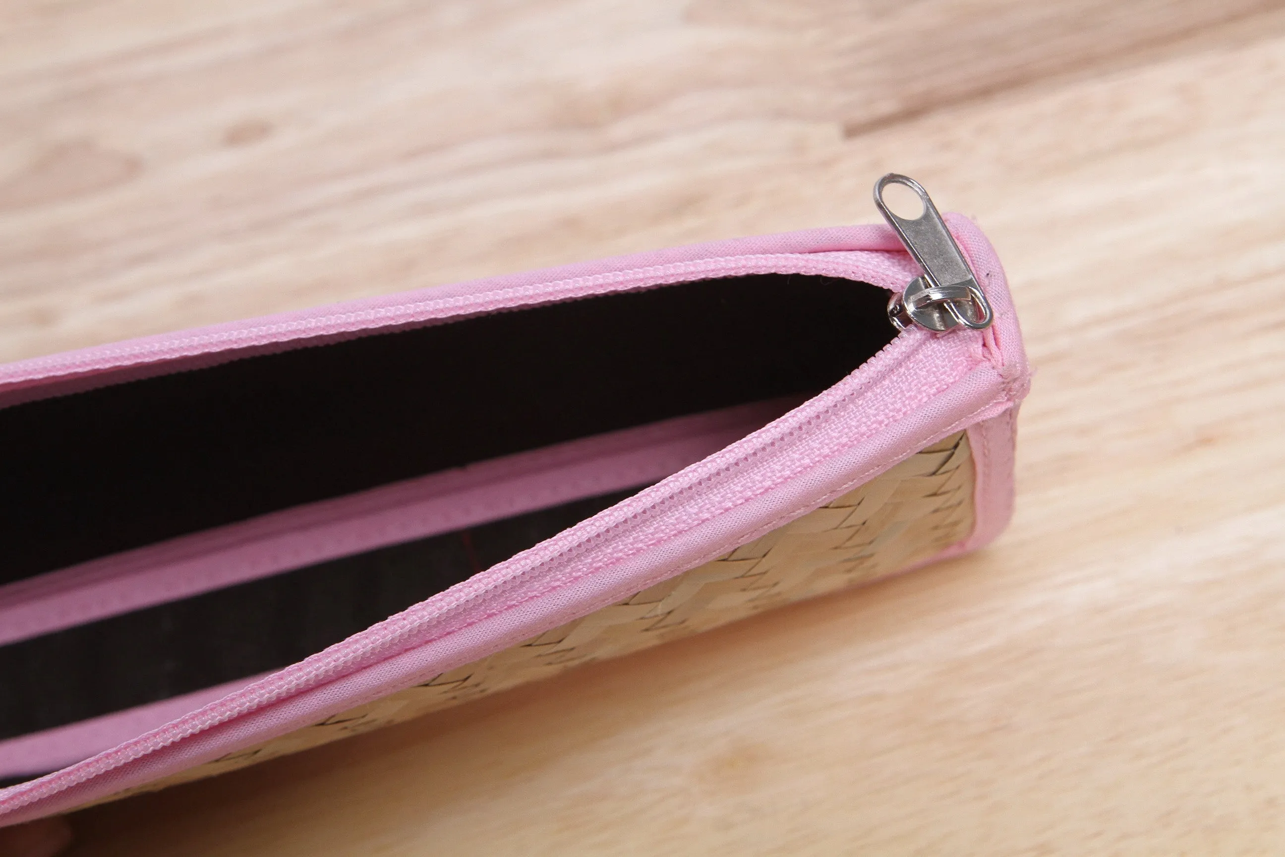 Nattira - Reed Woven Pencil Bag (Pink)