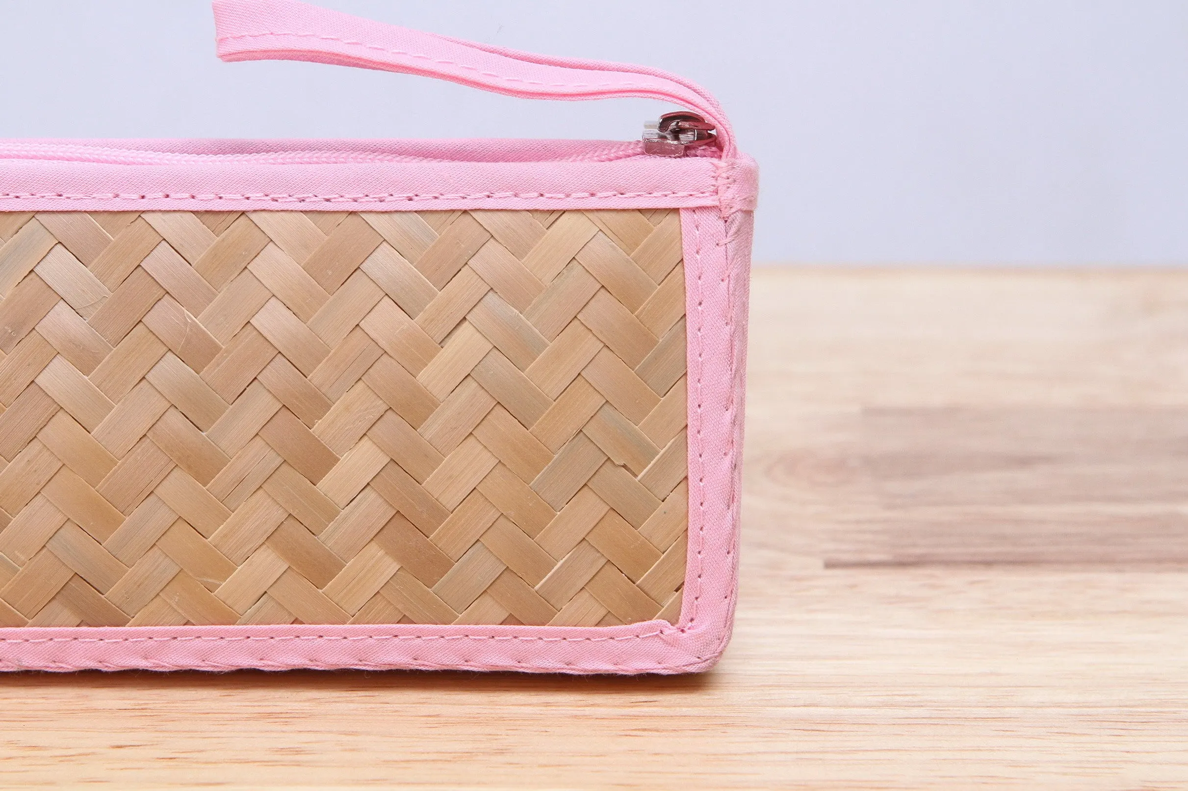 Nattira - Reed Woven Pencil Bag (Pink)