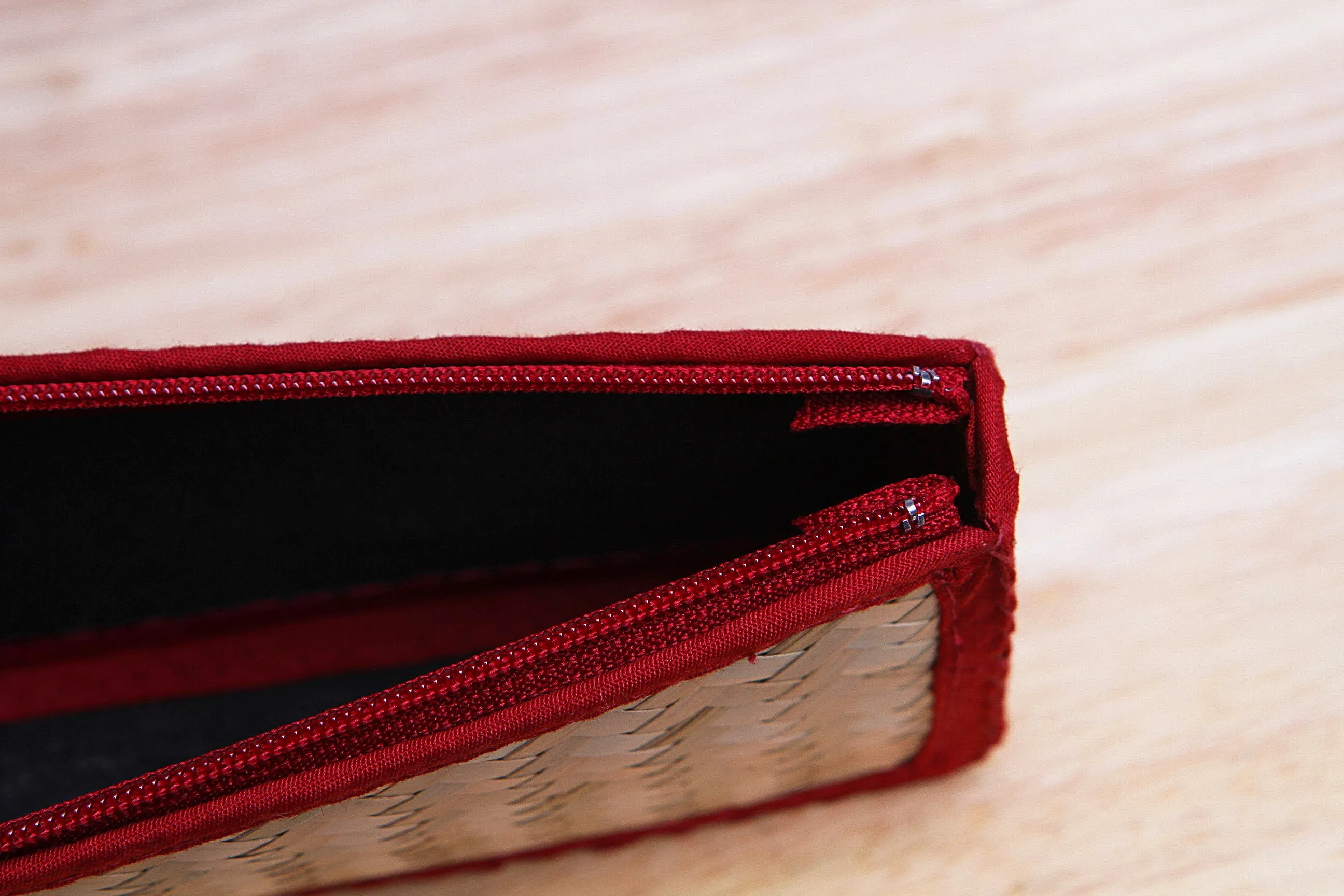 Nattira - Reed Woven Pencil Bag (Red)