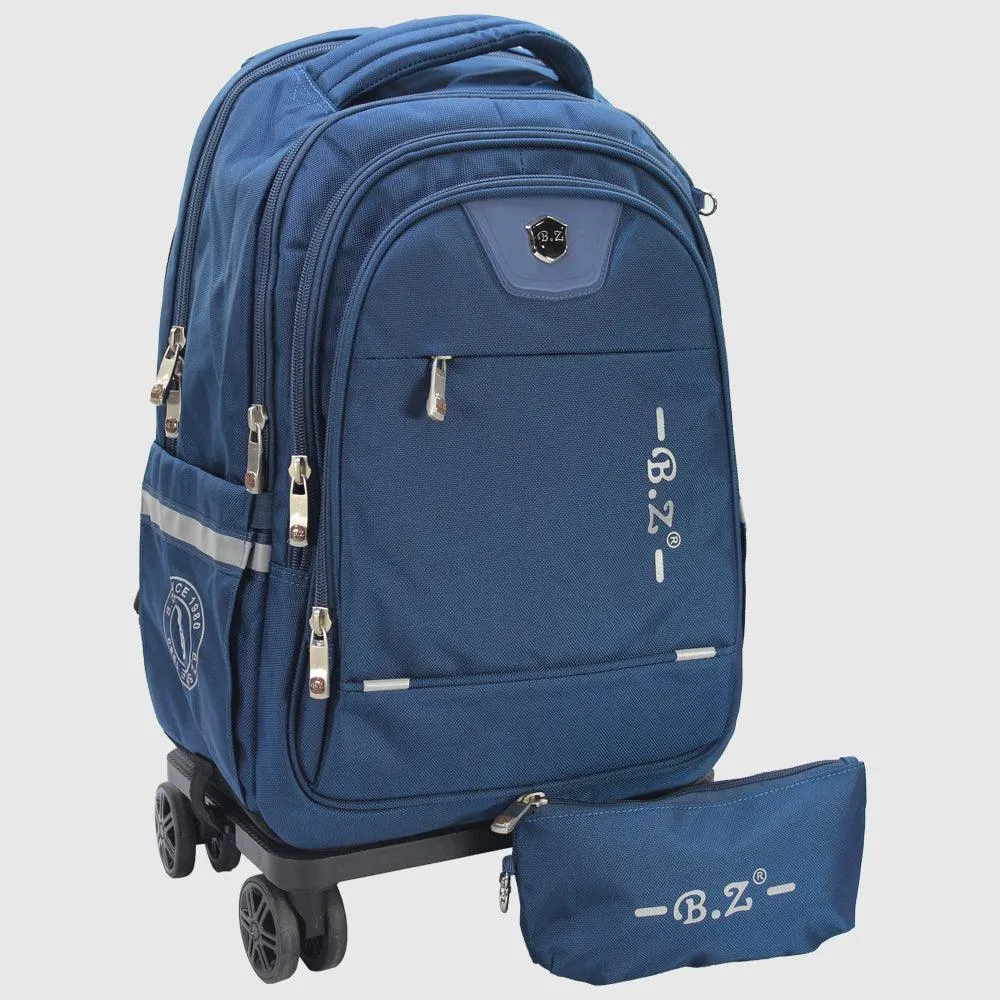 Navy 18 Inches Trolley Backpack   Pencil Case