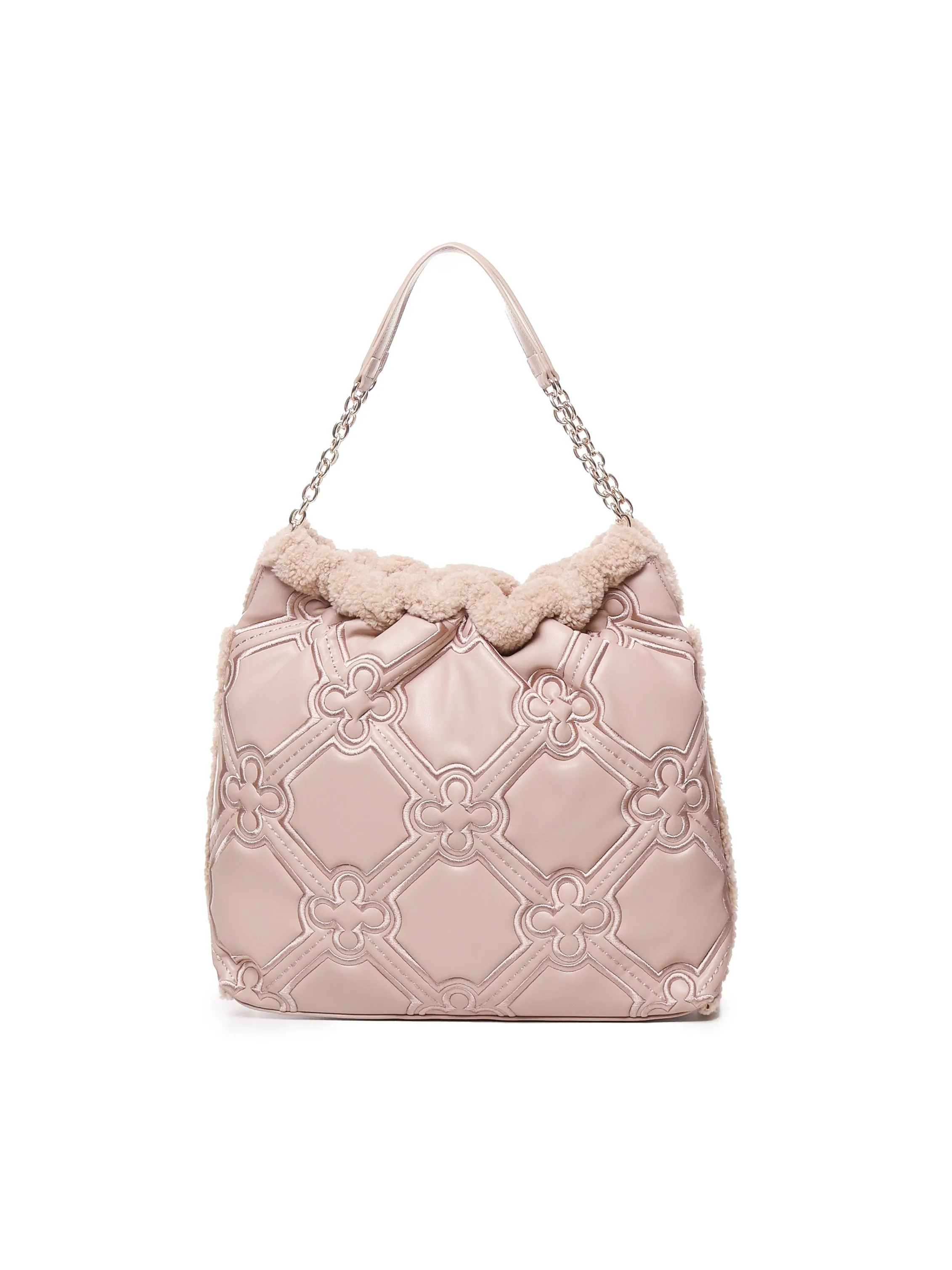 Nude Quilted Shoulder Shopping Bag