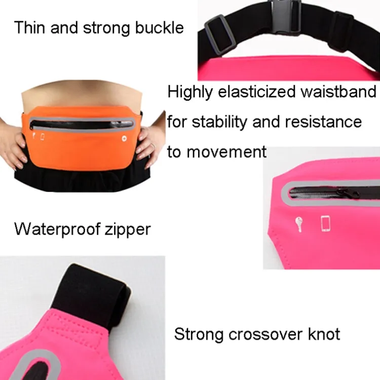 Outdoor Sports Reflective Waist Bag Ultra-Thin Waterproof Running Waist Pack(Rose Red)