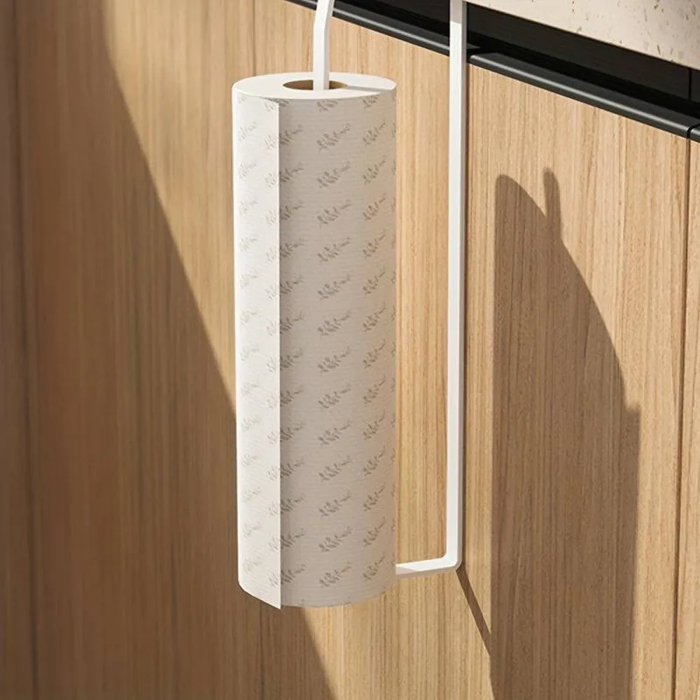 Paper Tissue Towel Kitchen Roll Organizer Holder Hanger (White) 10x5 inches