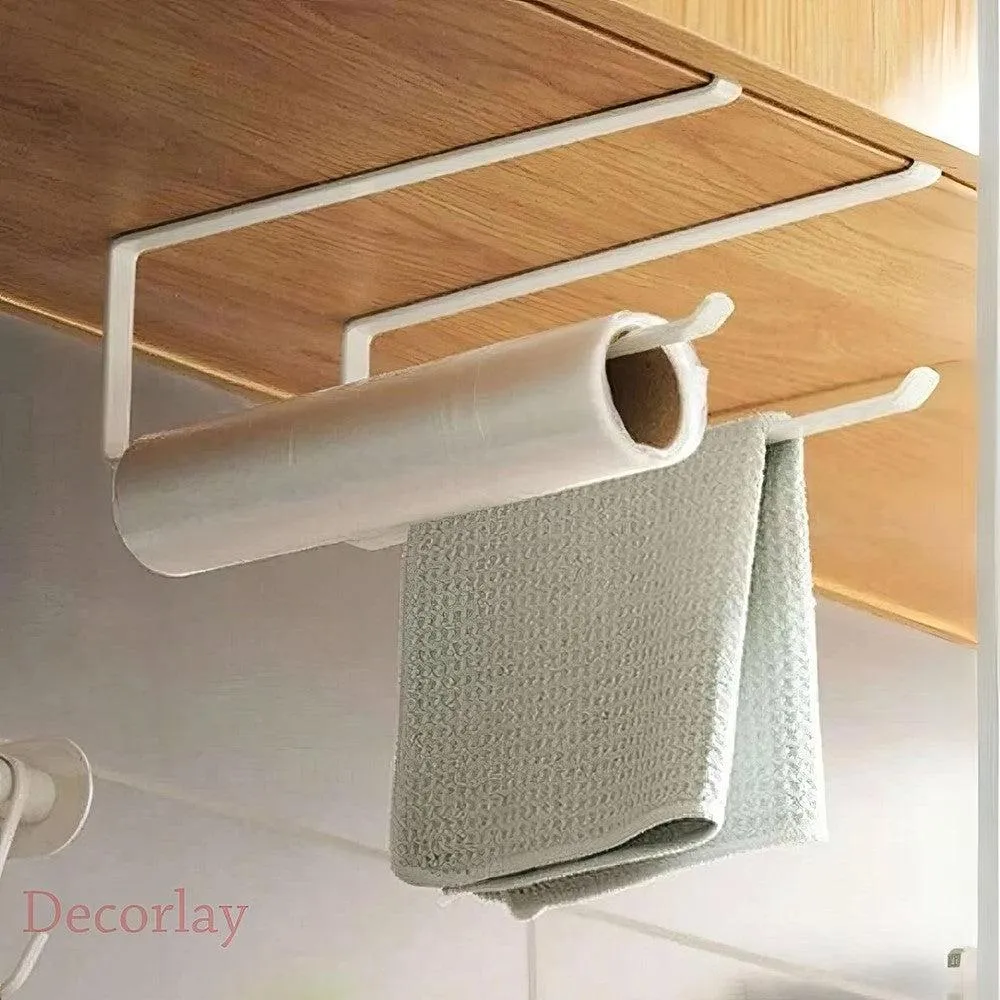 Paper Tissue Towel Kitchen Roll Organizer Holder Hanger (White) 10x5 inches