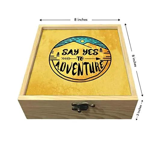 Passport Cover Luggage Tag Wooden Gift Box Set - Say Yes To Adventure